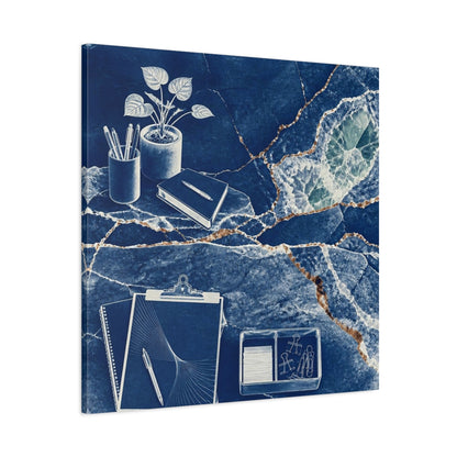 Main Mockup. Office Notebook With Plant shown as canvas print