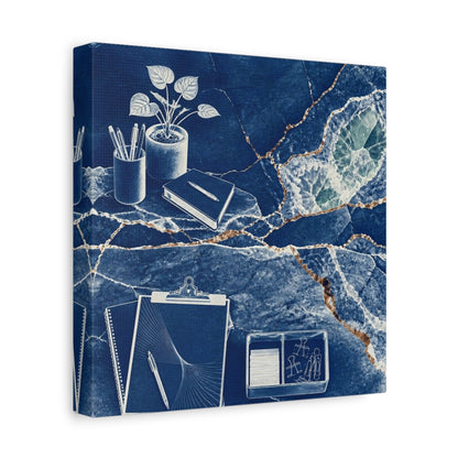 Side Mockup 9. Office Notebook With Plant shown as canvas print