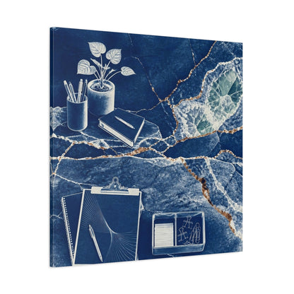 Side Mockup 1. Office Notebook With Plant shown as canvas print