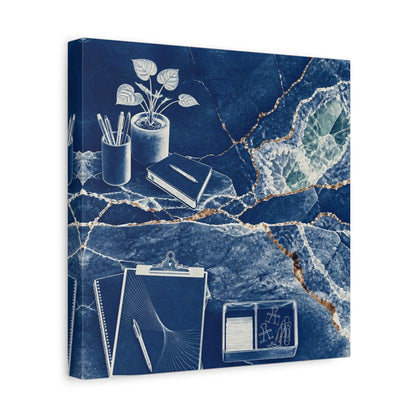Side Mockup 8. Office Notebook With Plant shown as canvas print