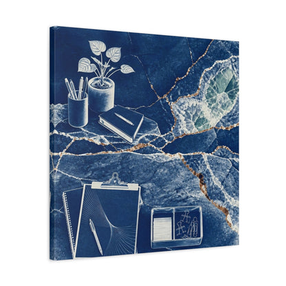Side Mockup 4. Office Notebook With Plant shown as canvas print