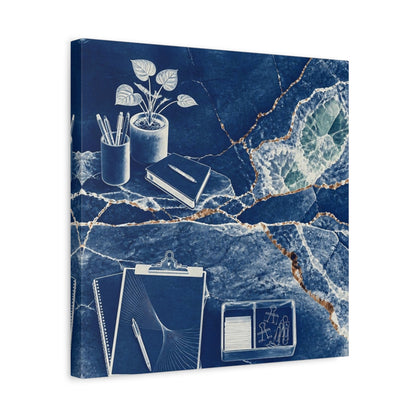 Side Mockup 6. Office Notebook With Plant shown as canvas print