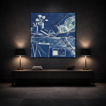 Mockup 3. Office Notebook With Plant shown as canvas print