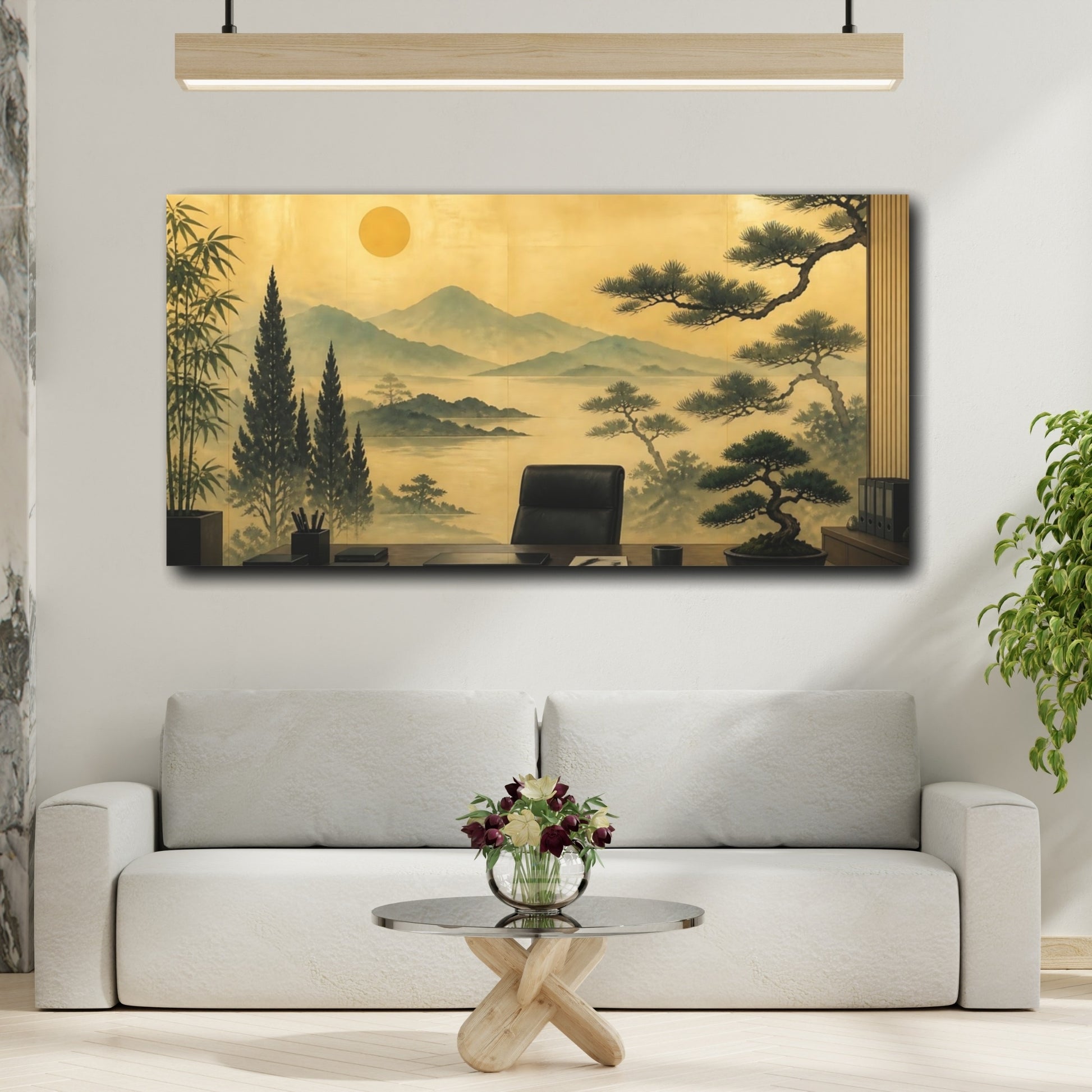 Mockup 2. Office Pine Landscape shown as canvas print