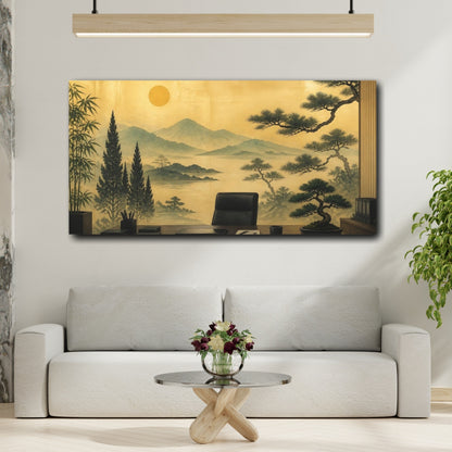 Mockup 2. Office Pine Landscape shown as canvas print
