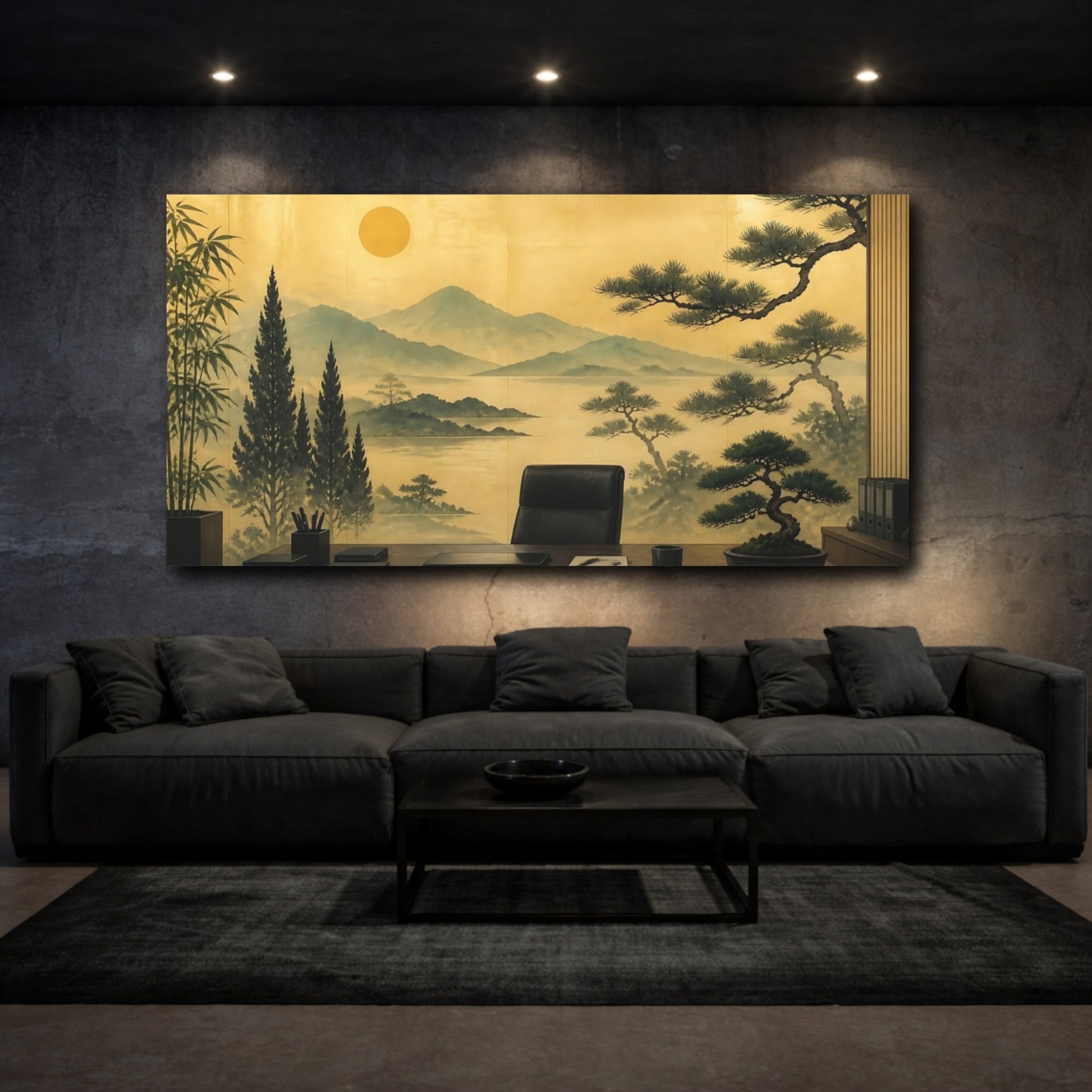 Mockup 3. Office Pine Landscape shown as canvas print