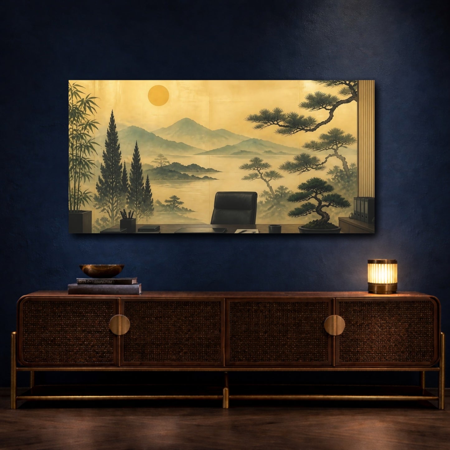 Mockup 4. Office Pine Landscape shown as canvas print