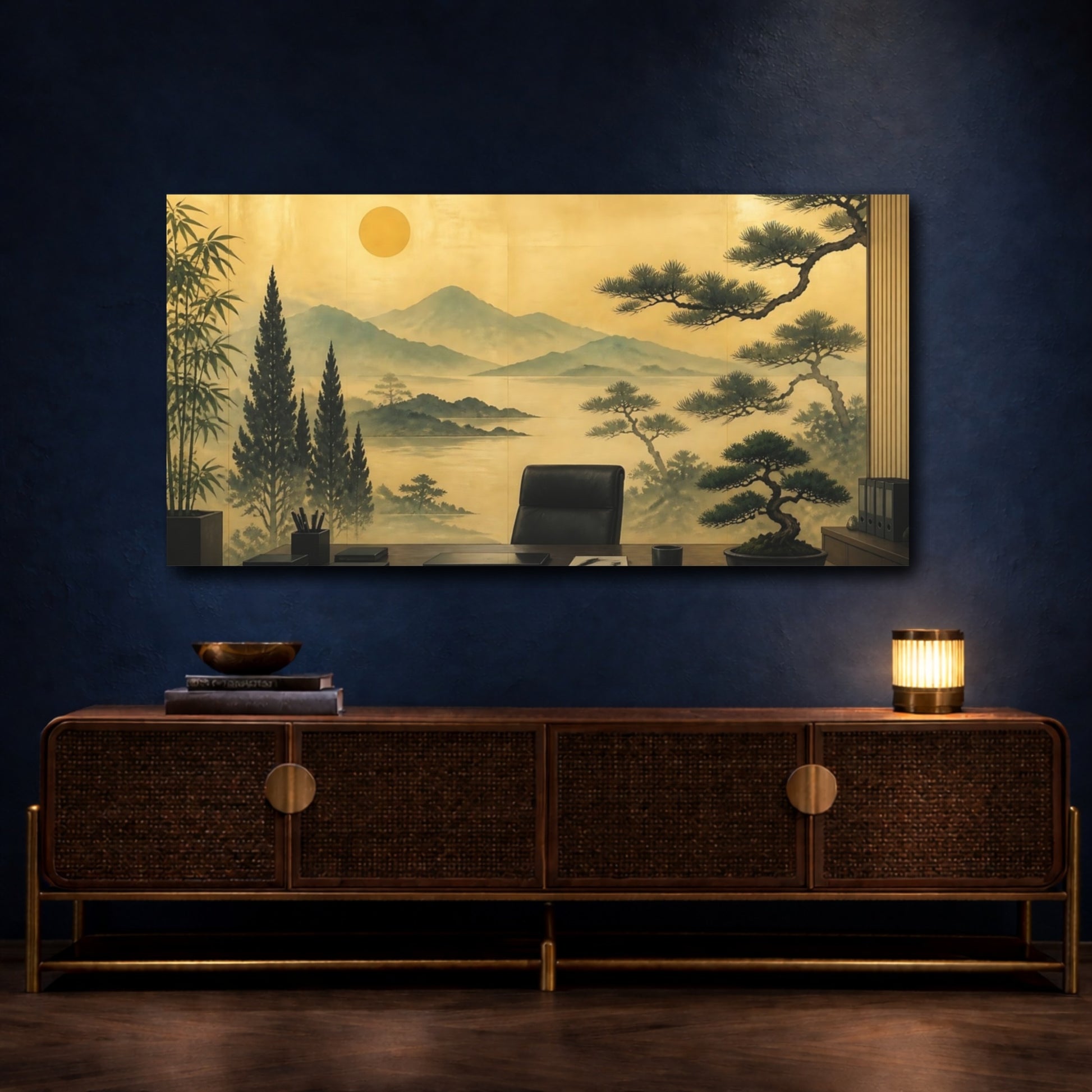 Mockup 4. Office Pine Landscape shown as canvas print