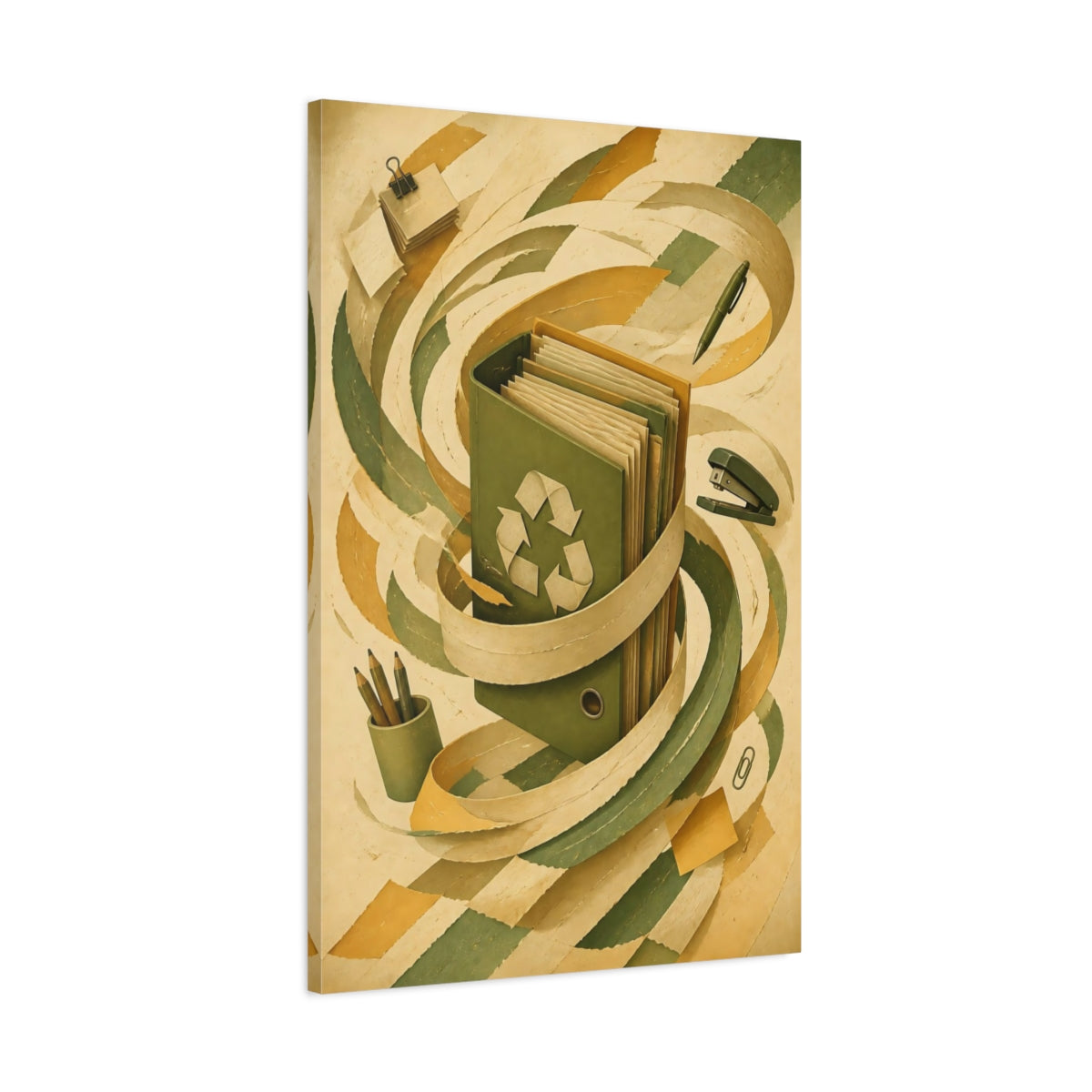 Main Mockup. Office Recycle File Binder shown as canvas print