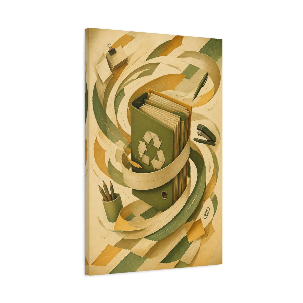 Side Mockup 2. Office Recycle File Binder shown as canvas print