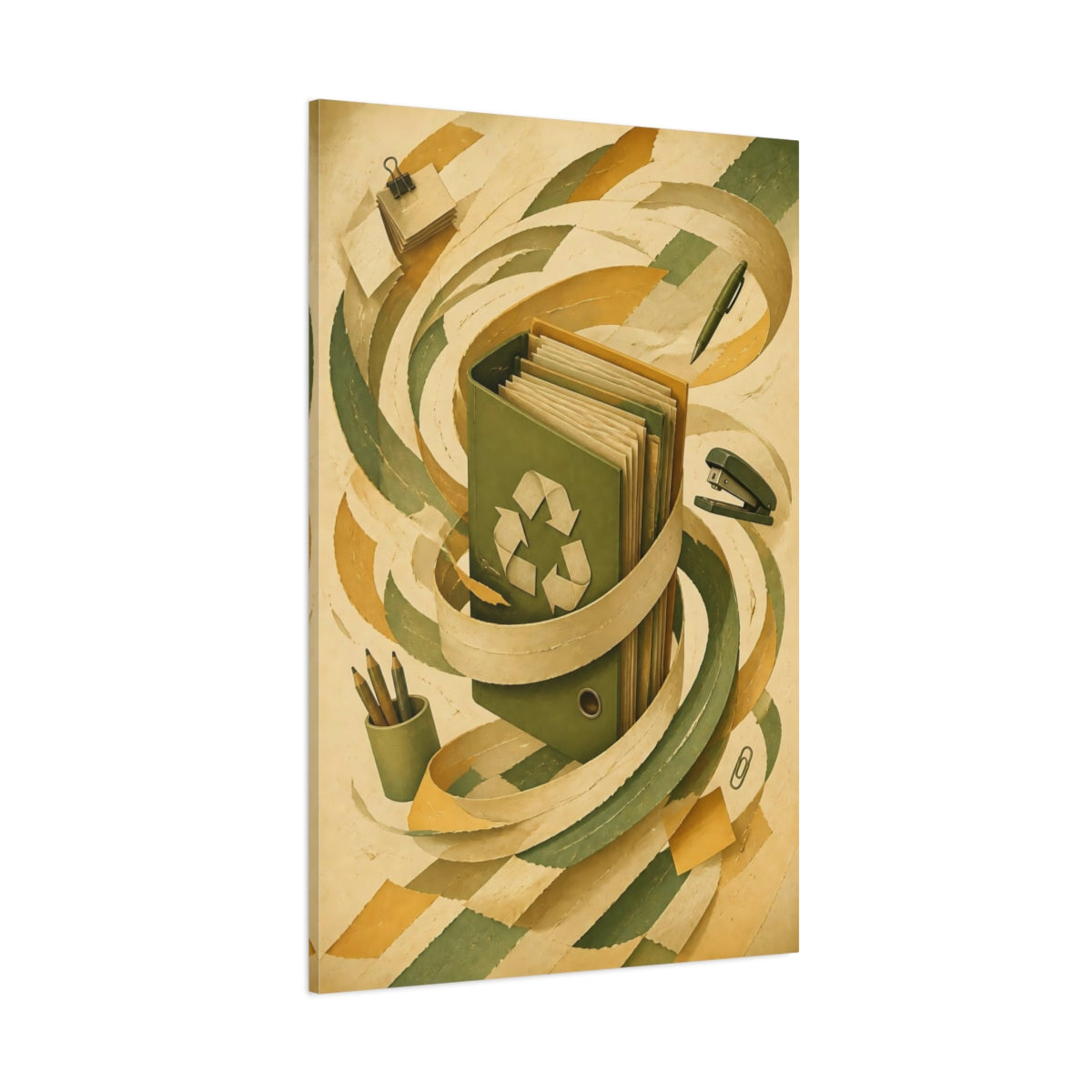 Side Mockup 1. Office Recycle File Binder shown as canvas print