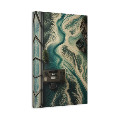 Side Mockup 4. Office River Delta Map shown as canvas print