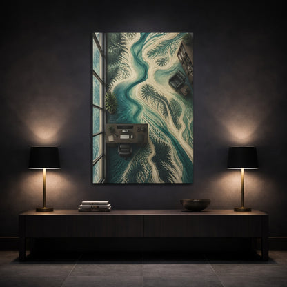 Mockup 3. Office River Delta Map shown as canvas print