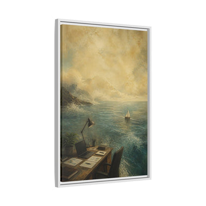 Side Mockup 10. Office Sailboat View shown as framed canvas print