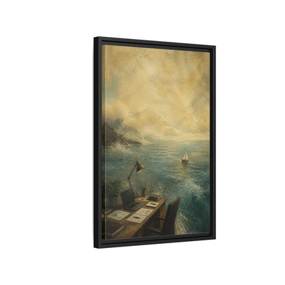 Side Mockup 3. Office Sailboat View shown as framed canvas print
