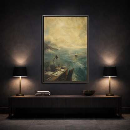 Mockup 3. Office Sailboat View shown as framed canvas print