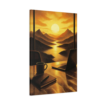 Main Mockup. Office Sunset Workspace shown as canvas print