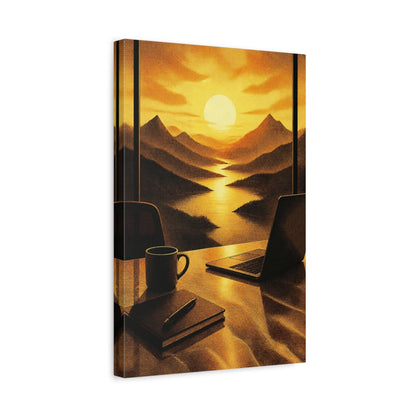 Side Mockup 4. Office Sunset Workspace shown as canvas print