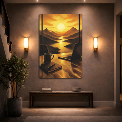 Mockup 2. Office Sunset Workspace shown as canvas print