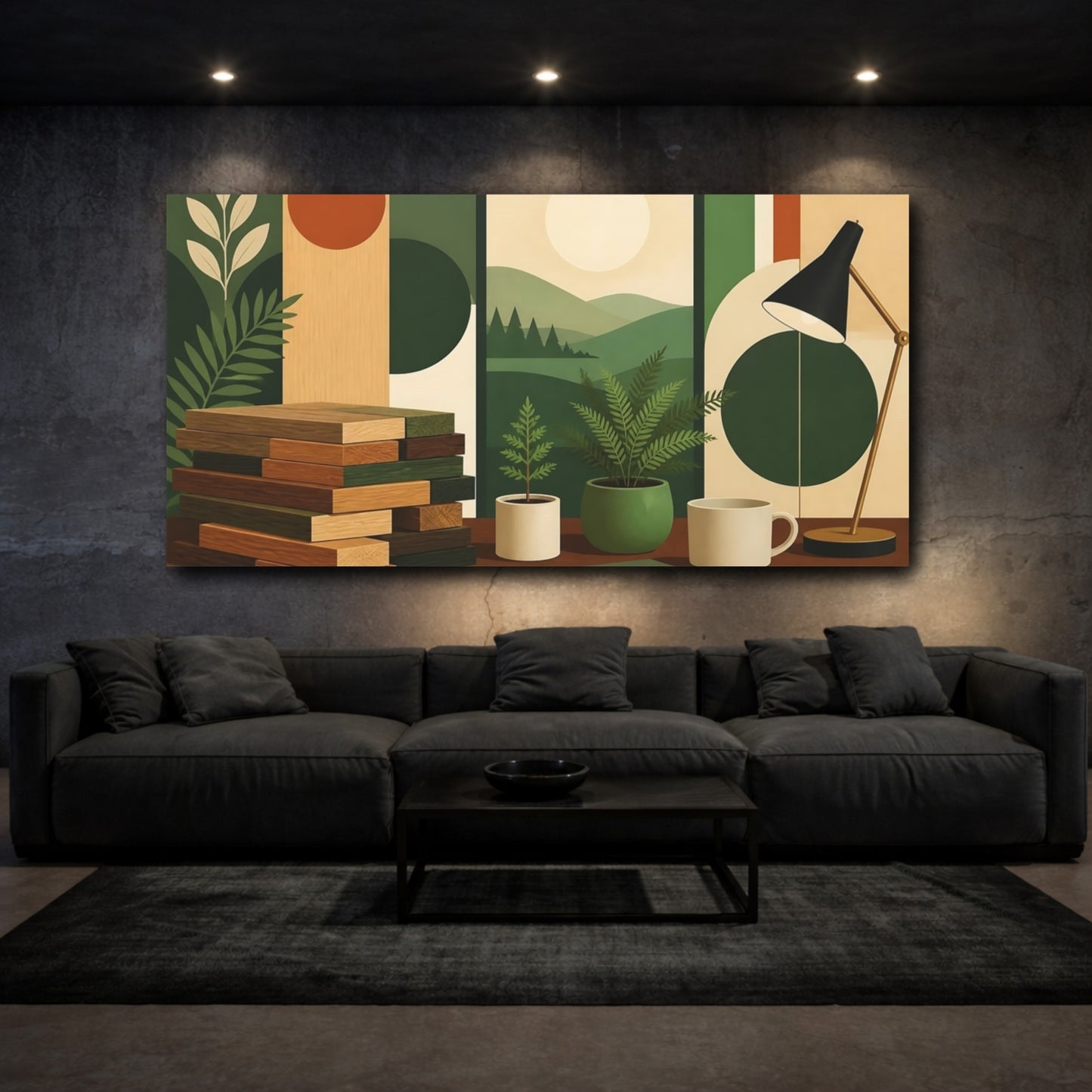 Mockup 3. Office Timber Stack shown as canvas print