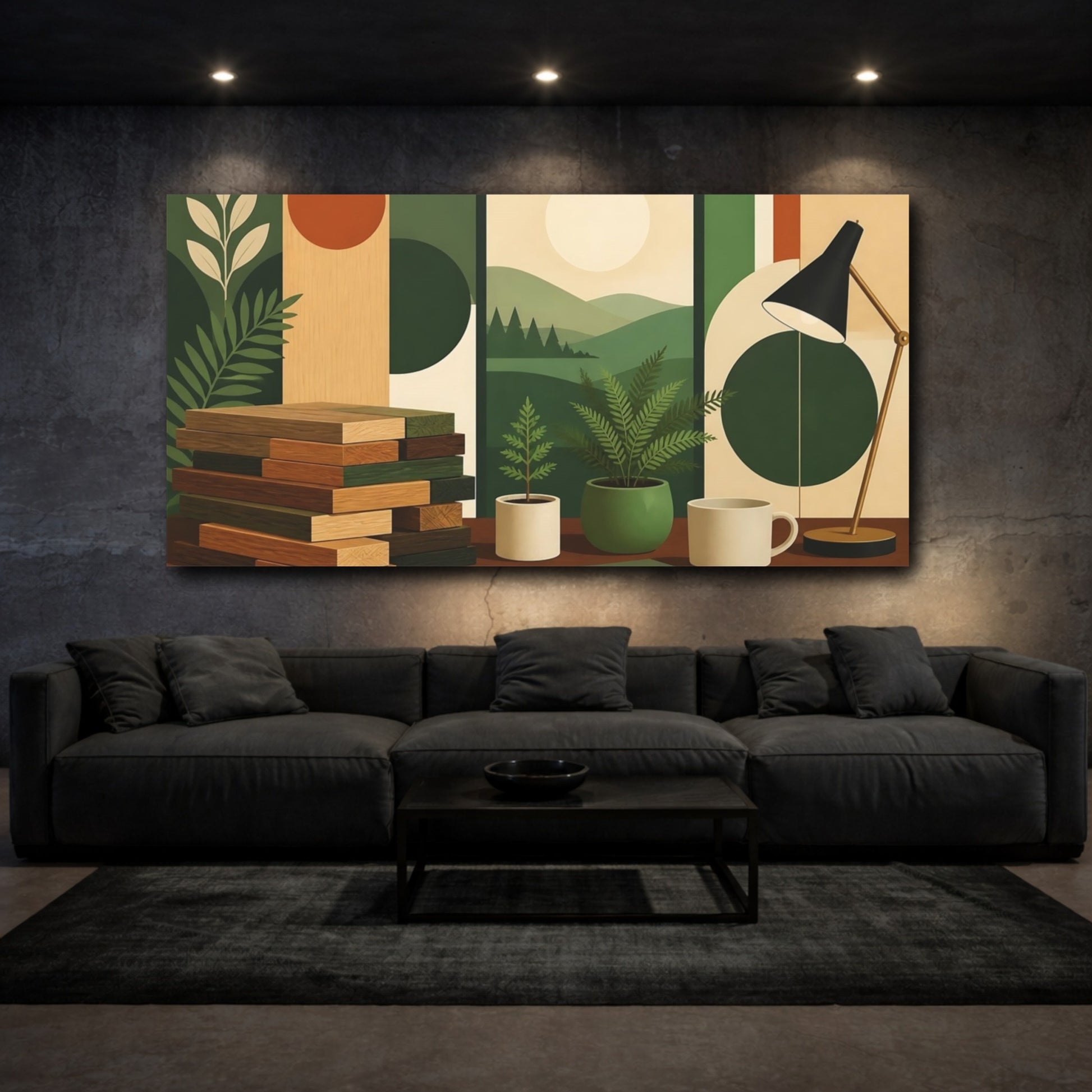 Mockup 3. Office Timber Stack shown as canvas print