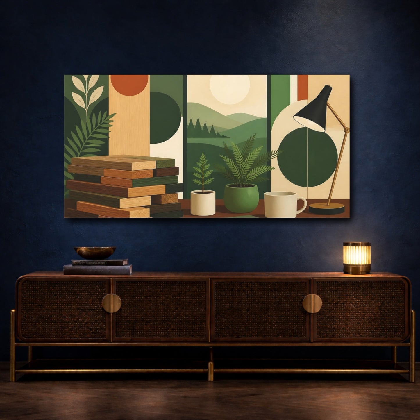 Mockup 4. Office Timber Stack shown as canvas print