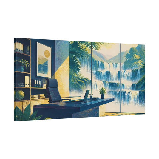 Main Mockup. Office Waterfall View shown as canvas print