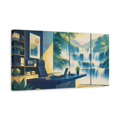 Side Mockup 3. Office Waterfall View shown as canvas print