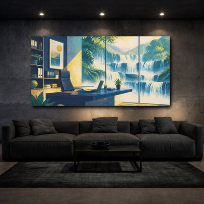 Mockup 3. Office Waterfall View shown as canvas print