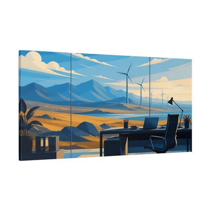 Side Mockup 2. Office Wind Turbine View shown as canvas print