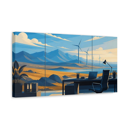 Side Mockup 3. Office Wind Turbine View shown as canvas print
