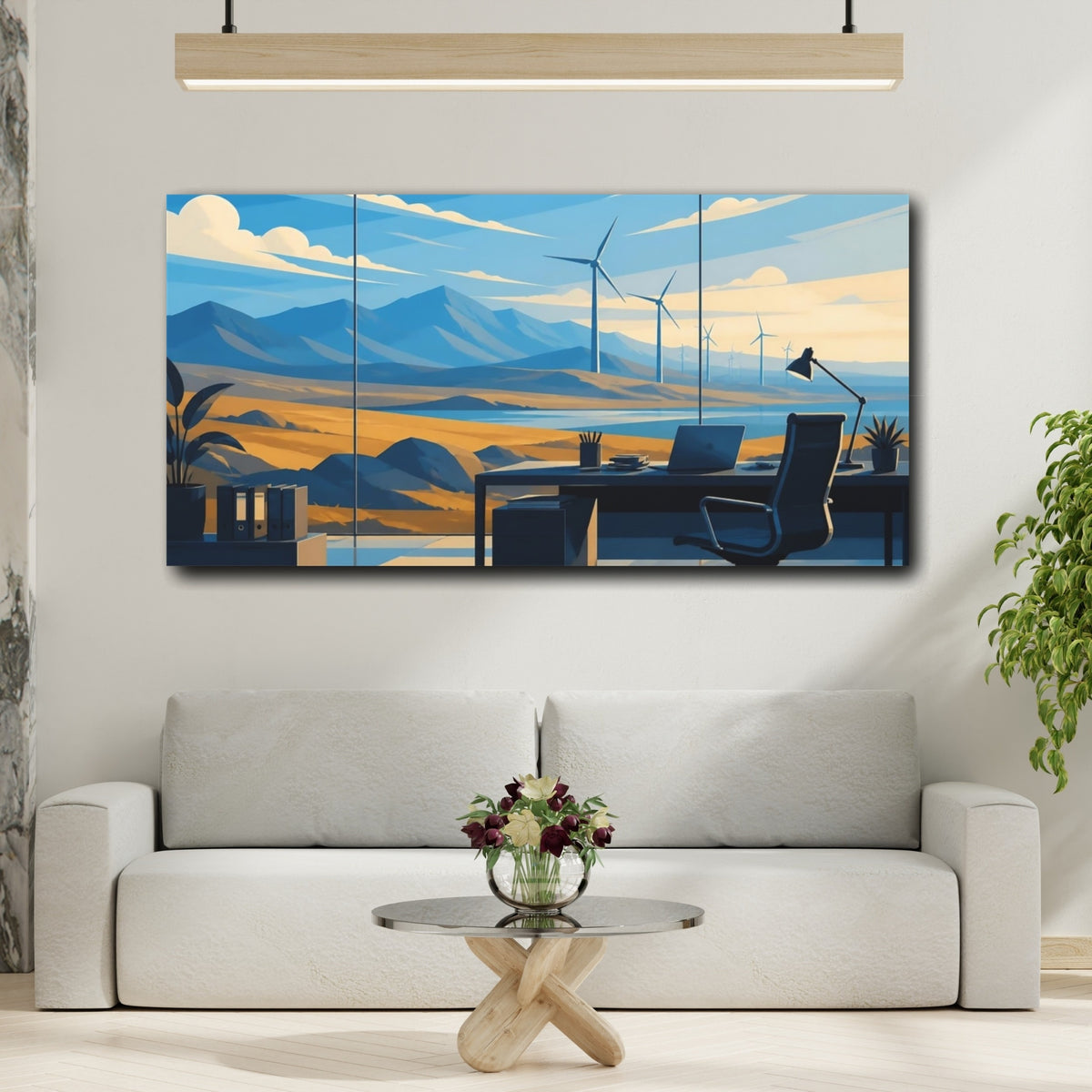 Mockup 2. Office Wind Turbine View shown as canvas print