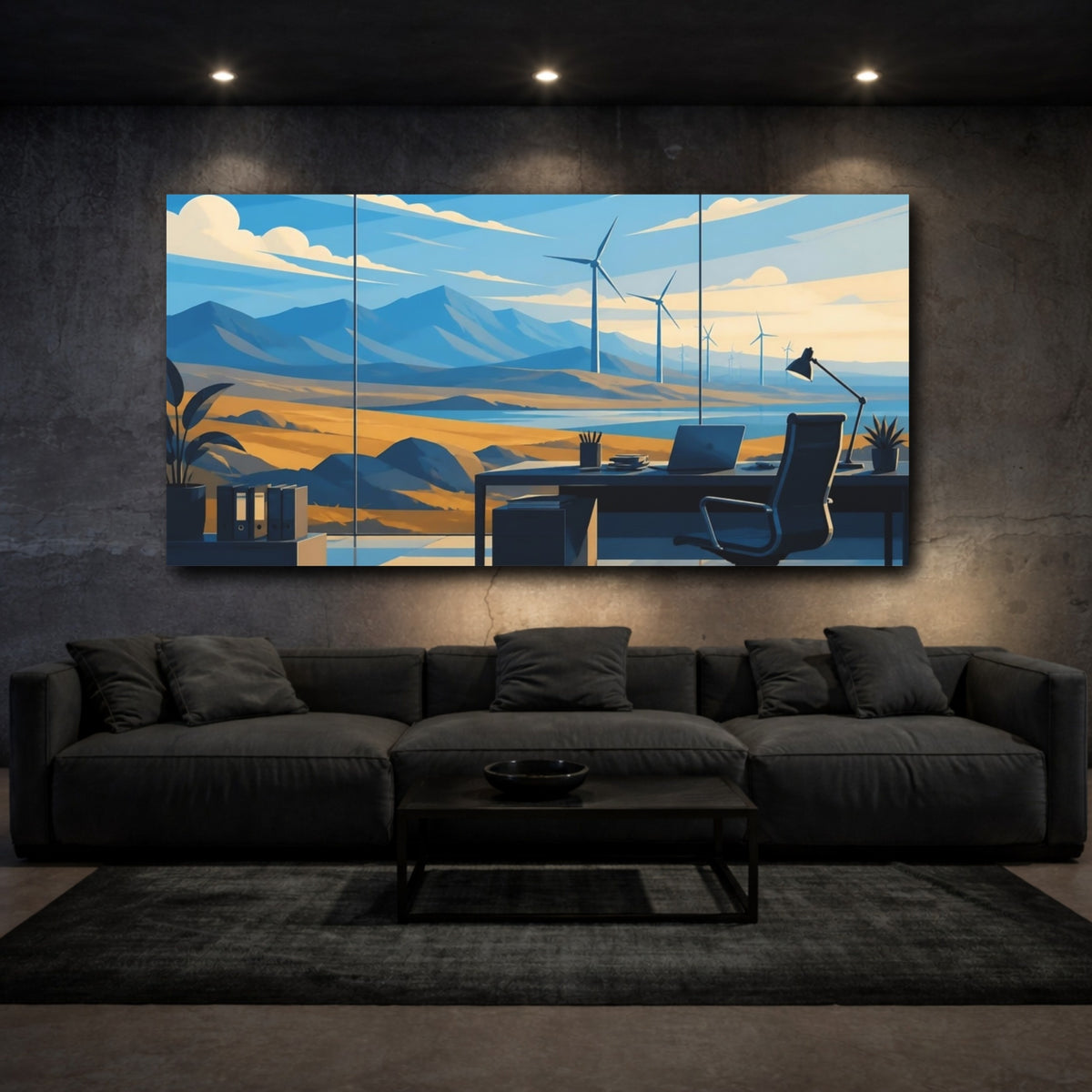 Mockup 3. Office Wind Turbine View shown as canvas print