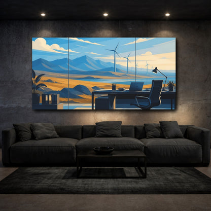 Mockup 3. Office Wind Turbine View shown as canvas print