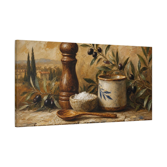 Main Mockup. Olive Branch Still Life shown as canvas print