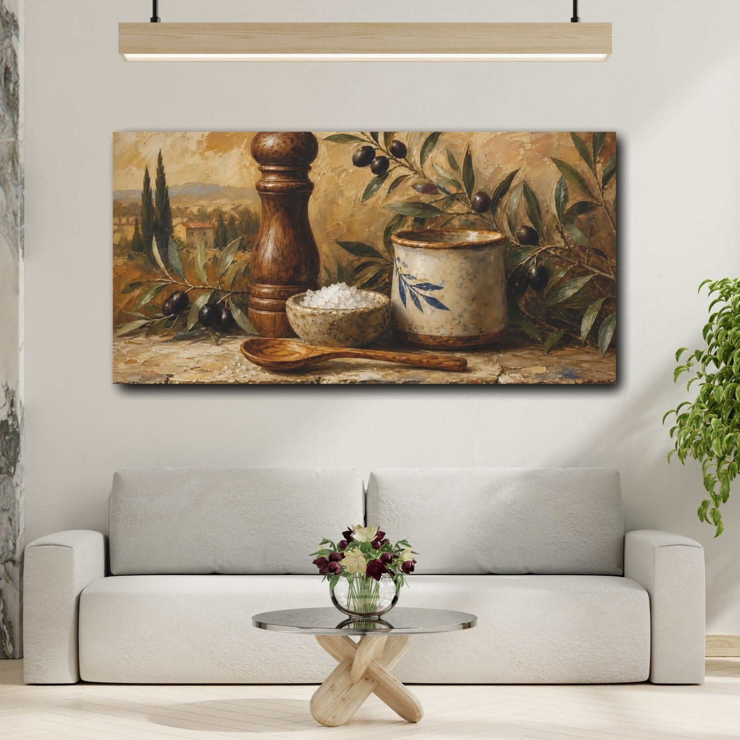 Mockup 2. Olive Branch Still Life shown as canvas print