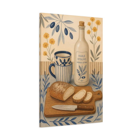 Main Mockup. Olive Oil & Fresh Bread shown as canvas print
