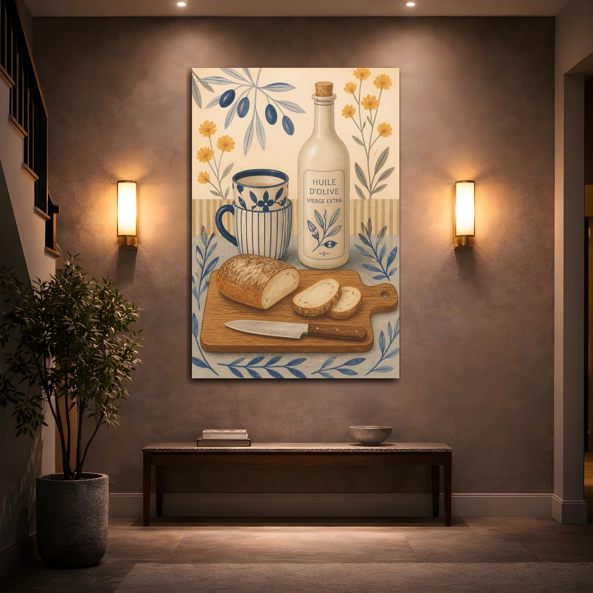 Mockup 2. Olive Oil & Fresh Bread shown as canvas print