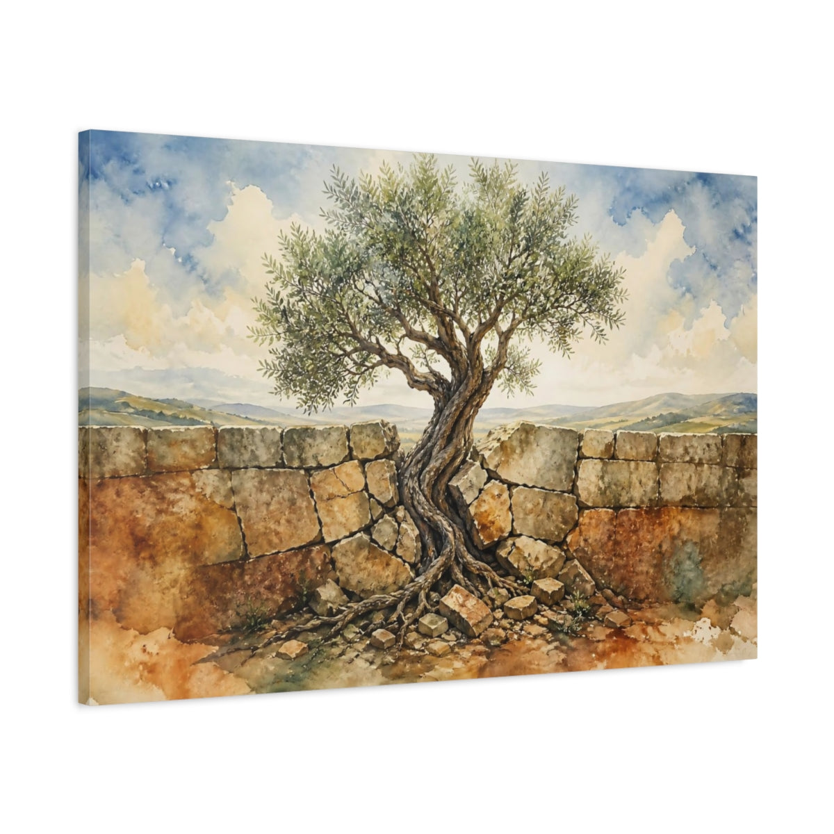 Main Mockup. Olive Tree Motivation shown as canvas print