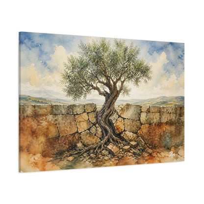 Side Mockup 1. Olive Tree Motivation shown as canvas print