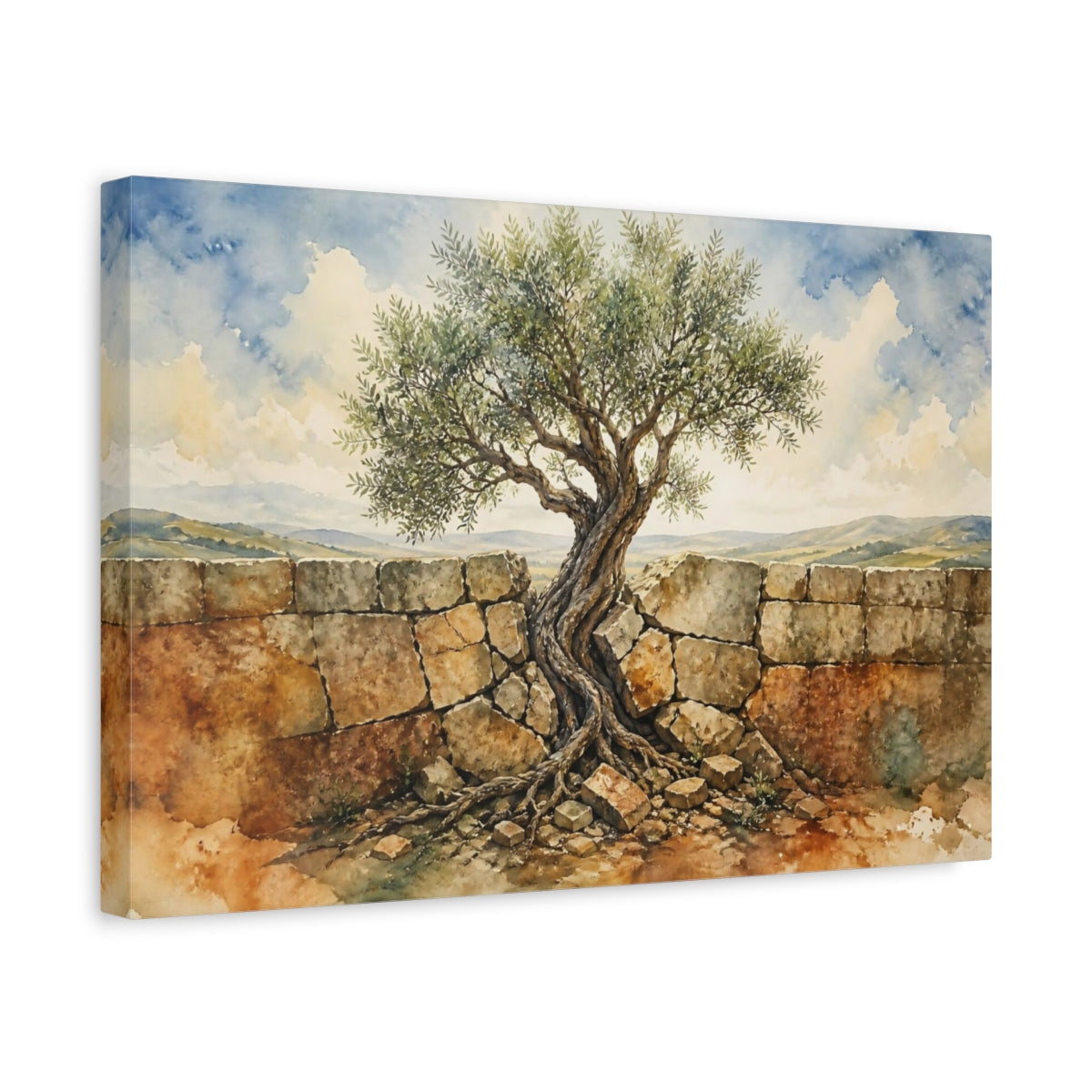 Side Mockup 4. Olive Tree Motivation shown as canvas print