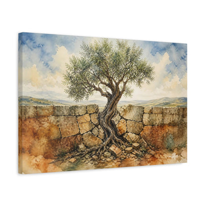 Side Mockup 3. Olive Tree Motivation shown as canvas print