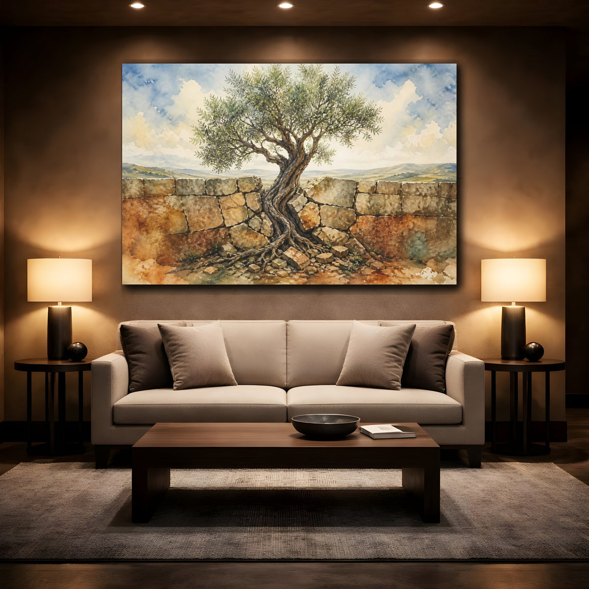 Mockup 2. Olive Tree Motivation shown as canvas print