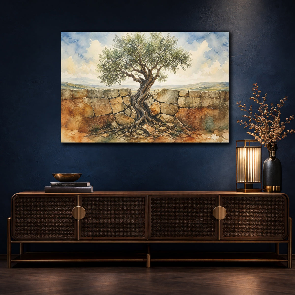 Mockup 4. Olive Tree Motivation shown as canvas print