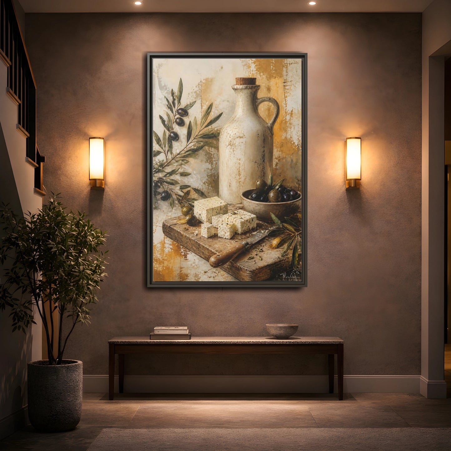 Mockup 2. Olives & Herb Cheese shown as framed canvas print