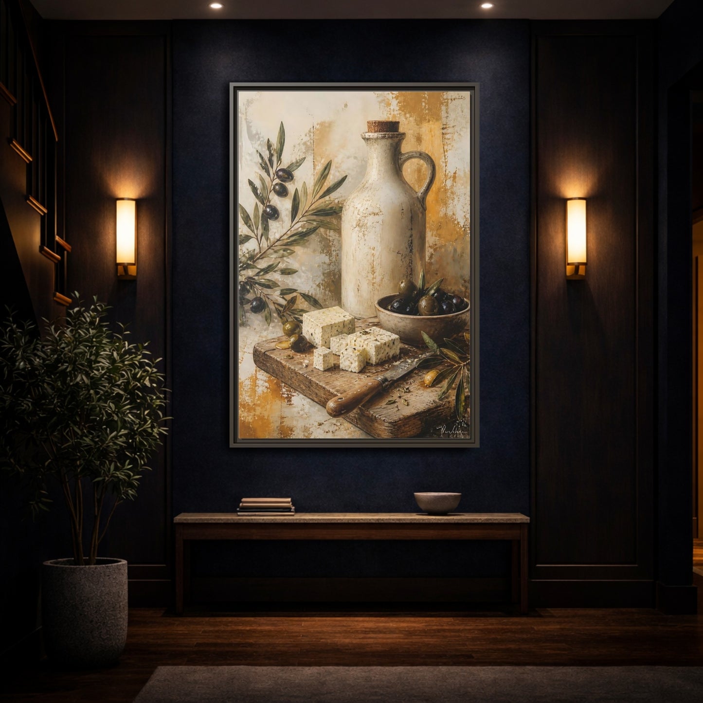 Mockup 4. Olives & Herb Cheese shown as framed canvas print