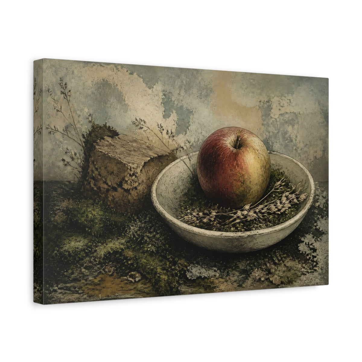 Side Mockup 4. One Imperfect Apple shown as canvas print
