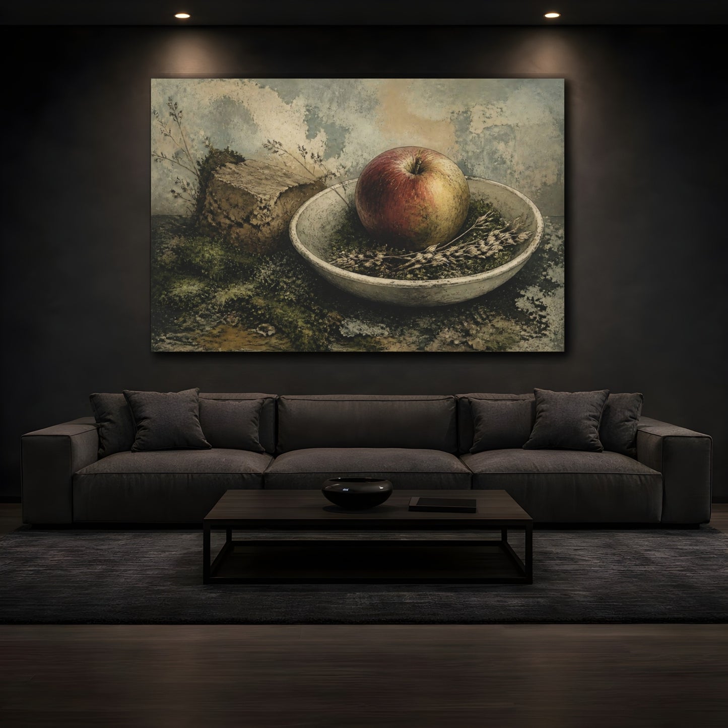 Mockup 3. One Imperfect Apple shown as canvas print