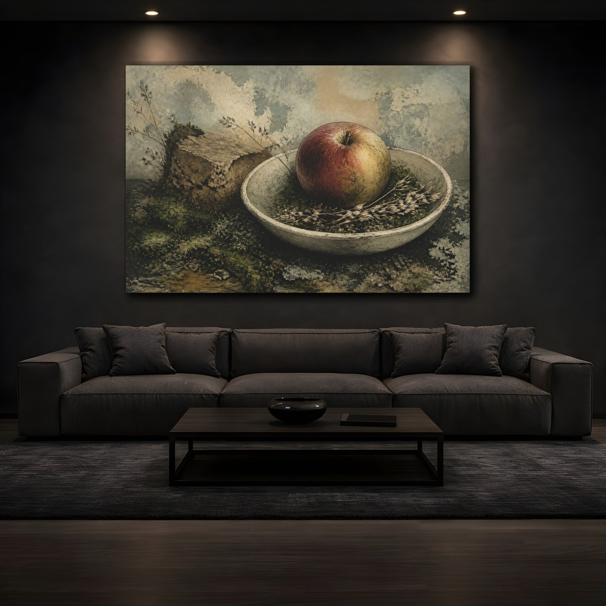 Mockup 3. One Imperfect Apple shown as canvas print
