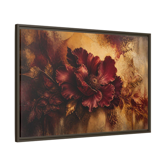 Main Mockup. Opulent Burgundy Bloom shown as framed canvas print